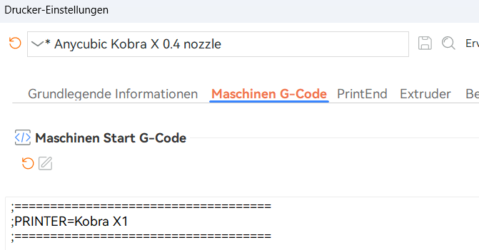 Druckername als G-Code-Kommentar